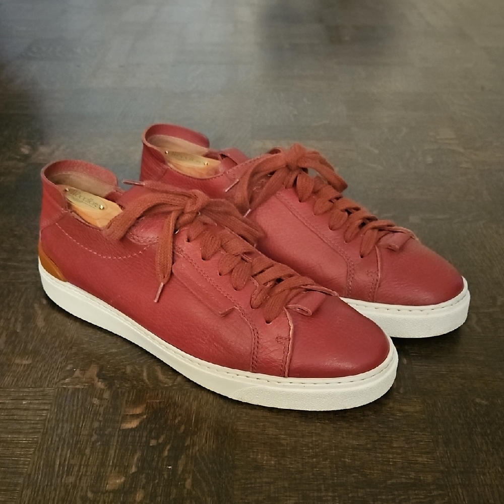 Ermenegildo Zegna Red Leather Sneakers